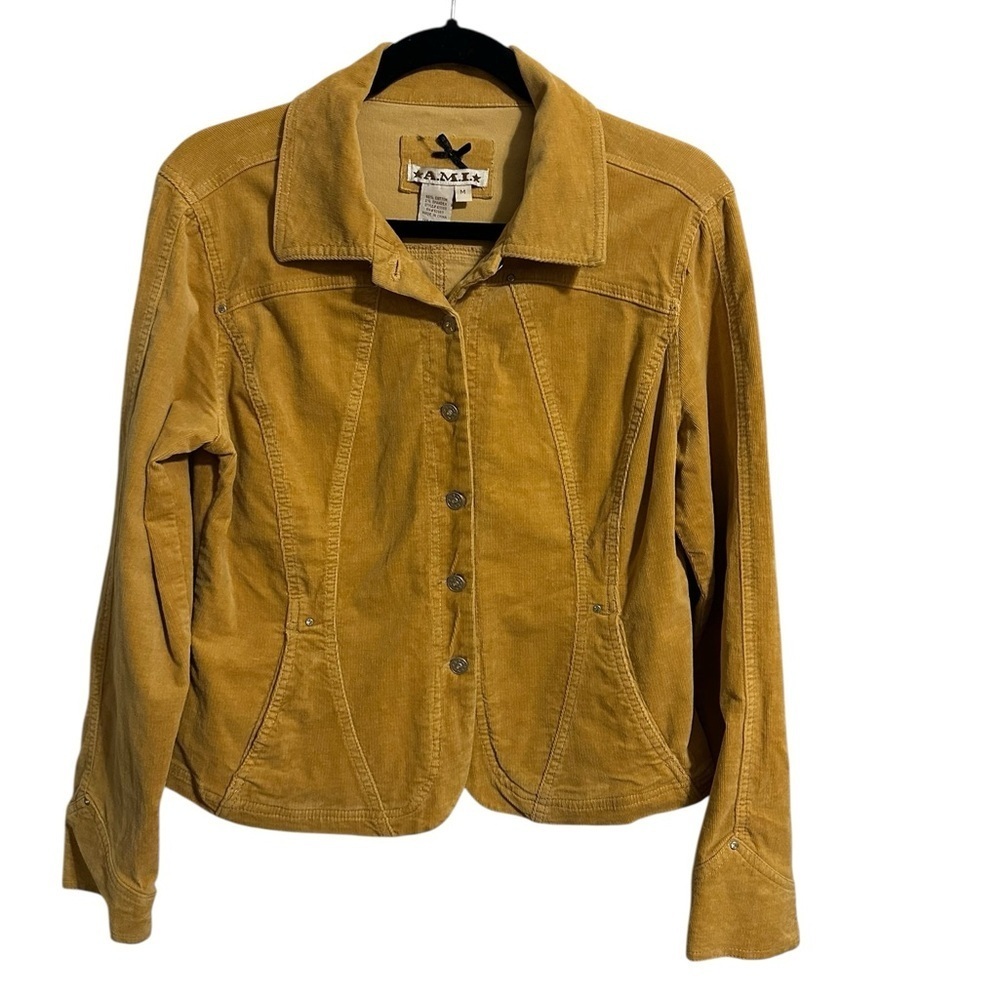 AMI Women's Corduroy Jacket Tan Size M Button-Up Trucker Western Retro Cowgirl